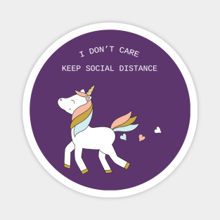 Unicorn - keep social distance - white text Magnet